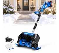 Souffleuse à Neige sans Fil, Pelle électrique compacte 1200 W | Profondeur de 17 cm, manche télescopique, structure pliable, déneigement des marches et terrasses(Blue,1 Batteries)