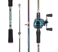 Sougayilang Baitcasting Angel Combo, 2 pièces, canne à pêche légère et portable colorée avec moulinet baitcast super lisse pour eau douce et eau salée-2.1-R