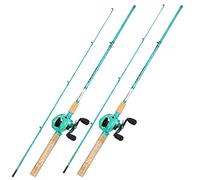 Sougayilang Baitcasting Lot de 2 Cannes à pêche en Graphite et Fibre de Verre, durables et Robustes, Moulinet de pêche Anti-Retour Quickset (PLQB-BLUE-2PCS)