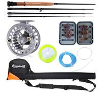 Sougayilang Canne à pêche à la mouche en eau douce avec moulinet (kits argentés avec sac)