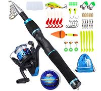 Sougayilang, canne à pêche télescopique avec moulinet d’enfant pour la pêche à la truite d’eau douce en voyage , bleu