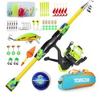 Sougayilang Canne à pêche pour enfants, canne à pêche télescopique portable et moulinet Combo, avec sac d'accessoires de pêche spinning, leurres pour les jeunes, filles et garçons, canne à pêche pour