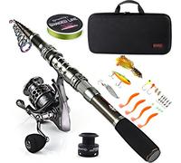 Sougayilang - Canne à pêche télescopique en Fibre de Carbone avec Moulinet Spinning, Accessoires de pêche - 2.4M