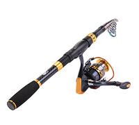 Sougayilang Canne à pêche télescopique et moulinets portables pour pêche en eau douce et eau de mer, idéal pour les déplacements, Only Fishing Rod and Reel, 2.4M/7.87Ft