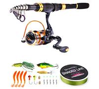 Sougayilang Canne à pêche télescopique et moulinets portables pour pêche en eau douce et eau de mer, idéal pour les déplacements, Fishing Full Kit, 2.4M/7.87Ft