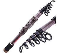 Sougayilang Canne à pêche télescopique Fibre de Carbone 24 tonnes, Porte Moulinet usiné CNC, poignée EVA Confortable, Canne à pêche de Voyage pour la pêche à la Truite Basse-Couleur Argent 2.7M