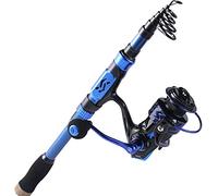 Sougayilang combinaison de Moulinet de canne à pêche, 24 tonnes de fibre de carbone, canne à pêche télescopique portable avec Moulinet rotatif pour eau salée cadeau de fête des pères d'eau douce-1.8B