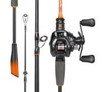 Sougayilang DC Baitcaster Combo Moulinet numérique anti-retour 7,2:1 8,4 kg Drag, IM6 Graphite 2 pièces, M/MH Power, guides en acier inoxydable pour bar, truite, doré jaune, brochet