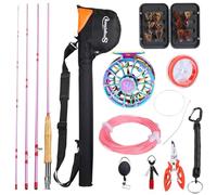 Sougayilang Ensemble canne à pêche à la mouche et moulinet, canne à pêche à la mouche portable ultra légère à 4 sections et moulinet en aluminium usiné CNC, kit de démarrage complet avec sac de canne