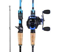 Sougayilang Ensemble canne à pêche casting et moulinet, 1,8 m/2,1 m MH canne à pêche avec ensemble moulinet baitcasting, 2 sections Baitcaster Combo-21SE-R