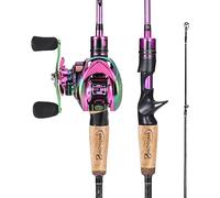 Sougayilang Ensemble canne à pêche et moulinet de 1,8 m/2,1 m MH avec moulinet de lancement d'appât, 2 sections Baitcaster Combo-21A150-L