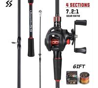 Sougayilang - ensemble combiné canne à pêche et moulinet, canne à pêche en Fiber de carbone de 1.8 à 2.1m et rapport de vitesse 7.2:1, traînée maximale de 10kg avec un cadeau Red
