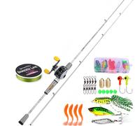 Sougayilang Ensemble de canne à pêche Spinning&Casting avec 2 moulinet de pêche en graphite pour pêche au bar (lancer gaucher avec kit complet, 1,8 m, moyen-rapide, 2 pièces)