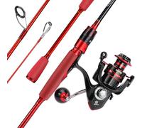 Sougayilang Ensemble de moulinet de canne à pêche en graphite à deux sections avec moulinet de pêche durable en aluminium Cadeau idéal pour les pêcheurs