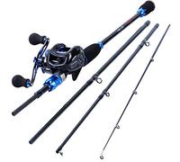 Sougayilang Ensemble Moulinet et Canne à pêche, bâtons de pêche en Fibre de Carbone de 24 tonnes avec Moulinet d'appât, engrenage 7.0:1 pour Voyage en Eau Douce