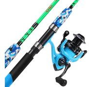 Sougayilang Ensemble moulinet et canne à pêche en 2 pièces, canne en graphite durable et fibre de verre, poignée en liège fendue, position de la poignée droite/gauche (1,5 m)