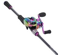 Sougayilang Lot de 2 Cannes à pêche en Composite de Carbone et Fibre de Verre avec Moulinet de Lancer - 1,8 m - Violet - pour gaucher