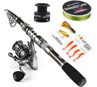 Sougayilang Moulinet de Canne à pêche télescopique avec Canne à pêche en Fibre de Carbone et Accessoires de pêche - pour Voyage, océan, pêche en Eau Douce ou Eau salée