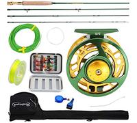 Sougayilang Moulinet de pêche à la Mouche Combo avec Canne à Mouche légère et Portable et Moulinet, kit Complet de pêche à la Mouche (Vert)