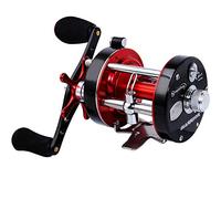 Sougayilang Moulinet de pêche rond - Moulinet conventionnel - Corps en métal renforcé et Supreme Star Drag-Right Hand Red-Black-Warrior 6000