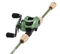 Sougayilang Reel Combos Canne à pêche en graphite 2 pièces avec moulinet moulinet, guides en acier inoxydable de 1,8 m à droite