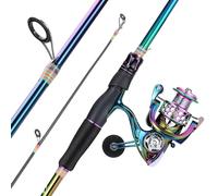 Sougayilang Spinning Angel Combo, Canne à pêche légère portable colorée en 2 parties avec moulinet de pêche super lisse pour eau douce et eau salée - 1.8
