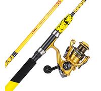 Sougayilang Tackle Moulinet et canne à pêche Combo Surf Casting Power Fast Action Canne à pêche en graphite 2 pièces Moulinet de pêche anti-retour