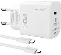 SOUI-Chargeur Pd Usb C Vers Type C 20W,Chargeur De Type C Adaptateur De Charge Rapide Pd 3.0 Avec Câble Usb C Vers Type C 1M Certifié Rohs Pour Samsung Galaxy,Huawei,Oppo Realme,Xiaomi