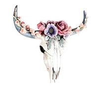 SouiWuzi Résine Taureau Vache crâne Mur Mur Suspendu décoration de Vache succulente de Vache de crâne pour Cadeau (style4 Petit) 3D Sculpture Animale Figurines Artisanat