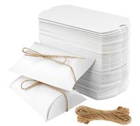 SOUJAP Lot de 100 boîtes en papier kraft avec corde de jute pour oreiller Blanc 13 x 8,8 x 3,5 cm