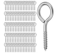 SOUJAP Lot de 100 vis à œillets M4, 50 x 21 mm en acier inoxydable, vis auto-taraudeuses à œillets pour bois, hamacs, fils de fixation