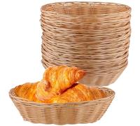 SOUJAP Lot de 12 paniers à pain ovales en plastique, 23 x 15 x 6,5 cm, petit panier de rangement alimentaire pour restaurant, cuisine, présentation