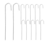 SOUJAP Lot de 12 piquets d'armature robustes de 40,6 cm, crochets en J en acier galvanisé, piquets de tente en métal pour camping, auvent, tonnelle, plage, 40 x 1 cm
