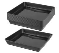 SOUJAP Lot de 12 soucoupes carrées en plastique pour pot de fleurs - Pour extérieur et intérieur - Noir - 25,7 cm