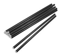 SOUJAP Lot de 12 tiges d'armature de sol, piquets droits en acier très résistants, barres d'ancrage au sol pour renforcement du bois en béton, noir, 40 x 1 cm