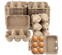 SOUJAP Lot de 20 cartons à œufs en carton de 6 pièces, 15 x 10 x 7 cm, demi-douzaine de cartons à œufs en pâte pour cuisine