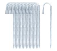 SOUJAP Lot de 20 piquets de tente en acier robuste de 30,5 cm, crochets d'ancrage, piquets d'armature en métal pour tentes de camping, auvent, tonnelle, plage, argenté