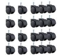 SOUJAP Lot de 20 roues de rechange pour chaise de bureau, 5,1 cm avec tige circlip pour roulettes pivotantes à 99 % pour planchers et moquettes, noir
