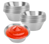 SOUJAP Lot de 24 petits ramequins à condiments en acier inoxydable de 42,5 g pour portions et tasses à tremper