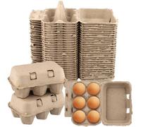 SOUJAP Lot de 30 boîtes à œufs en carton à 6 cellules, 15 x 10 x 7 cm, boîtes à œufs en carton pour stocker les œufs de poule