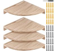 SOUJAP Lot de 4 étagères d'angle flottantes en bois avec vis pour salon, cuisine, chambre à coucher, 28 x 5 x 39 cm