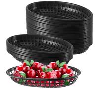 SOUJAP Lot de 40 paniers ovales en plastique pour restauration rapide, pour fruits, hot-dogs, sandwichs, frites, 23 x 14,5 x 4 cm