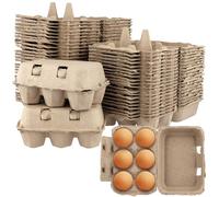 SOUJAP Lot de 50 boîtes à œufs en carton naturel de 15 x 10 x 7 cm pour stocker des œufs de poule