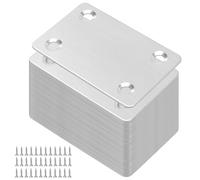 SOUJAP Lot de 50 plaques de réparation plates en acier inoxydable avec 200 vis, support plat pour bois, réparation, fixation, 60 x 38 x 1,6 mm
