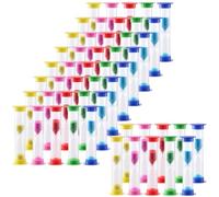 SOUJAP Lot de 50 sabliers de 1 minute, 5 petits sabliers colorés en plastique, 8,7 x 2,5 cm pour la maison et le bureau