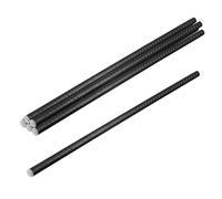 SOUJAP Lot de 6 tiges d'armature de sol, piquets longs et droits en acier robuste, barres d'ancrage au sol pour béton et bois, noir, 40 x 1 cm