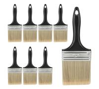 SOUJAP Lot de 8 pinceaux plats de 10,2 cm en poils de polyester avec poignée en plastique traité, pinceaux plats de réparation pour la maison, les murs, les clôtures