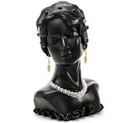 SOUJOY Présentoir à bijoux, buste de beauté, support de boucles d'oreilles, pendentif en résine noire, présentoir de boutique, organisateur pour bijoux d'exposition, colliers, boucles d'oreilles,