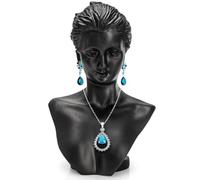 SOUJOY Présentoir à bijoux, buste mannequin et boucles d'oreilles, pendentif en résine noire, présentoir de boutique, organisateur pour bijoux d'exposition, colliers, boucles d'oreilles