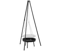 SOUK ONE Cadre de Barbecue Pivotant sur Trépied avec Chaîne, Hauteur de 150 cm, Inclut une Grille de Cuisson de 46 cm, Inclut un Foyer de 50 cm, Barbecue à Charbon de Bois